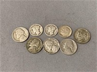 (3) Silver Dimes with 4 Silver Nickels