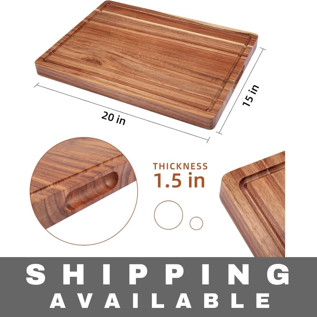 Acacia Wood Cutting Boards for Kitchen, 20"x15"