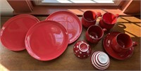 Misc red ceramic plates/mugs etc…not all perfect