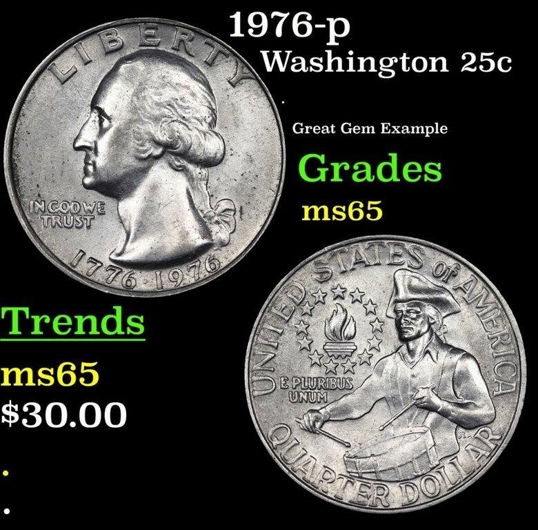 1976-p Washington Quarter 25c Grades GEM Unc