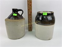 Stoneware crock with lid, stoneware jug