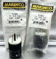 2 Marinco 5266 STR. Blade plugs 15A 125v