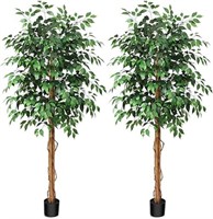 SOGUYI 7ft Ficus Artificial Trees with Realistic L
