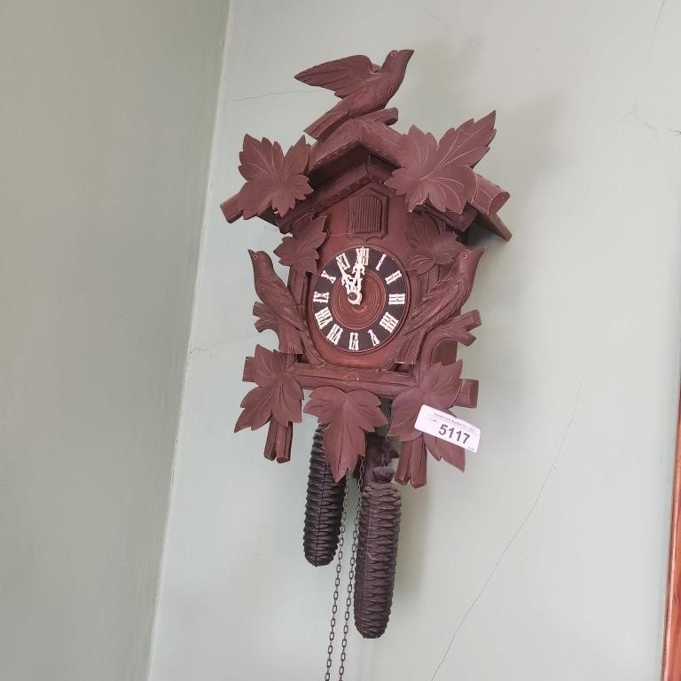 Vintage Black Forest Germany Wood Cuckoo Clock