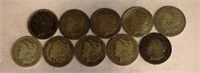 Lot of 10 Assorted Dates Morgan Silver Dollars
