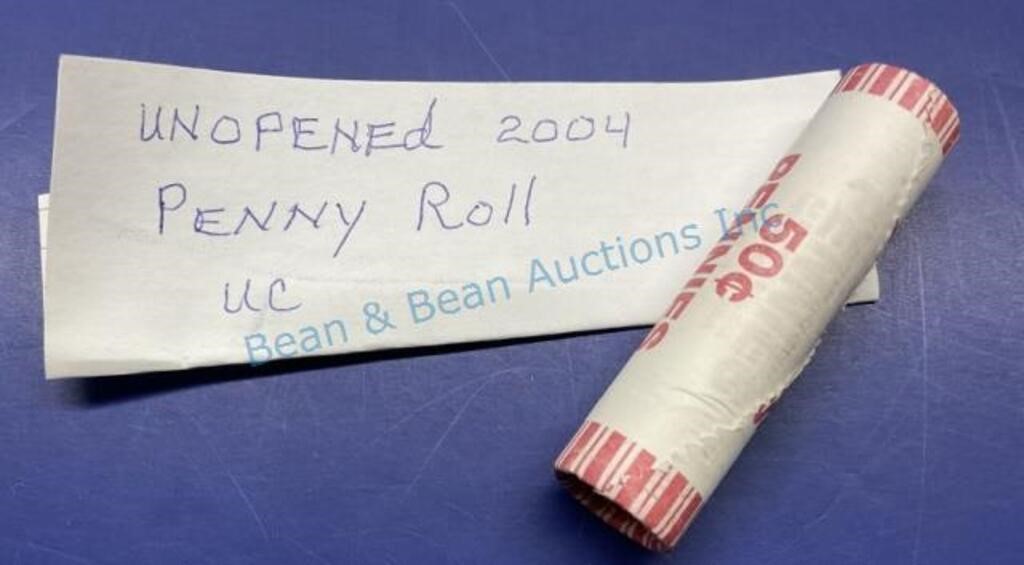 Roll of 2004 unopened uncirculated pennies