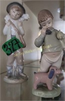 2 Nao Lladro Figurines. Shepherd Boy With Lamb,