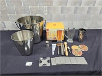 bBeer glasses, ice buckets, stainless steel bucket