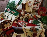 Christmas towels and hot pads, many are new