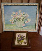 Painting and needlework signed Edna Northam.