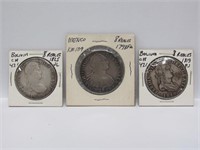 Bolivia 8 Reales, three silver coins