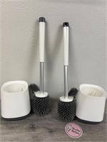 2 new toilet bowl brushes with holderws