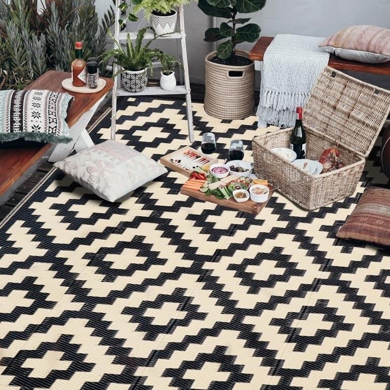 Reversible Mats, Plastic Straw Rug 6x9ft