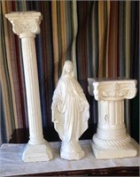 2 Plant Stands & Statue