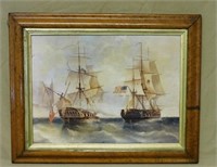 Naval Battle Oil Print on Canvas.