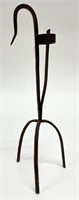 Antique Hand Forged Iron 3-Leg Rush Lamp Stick