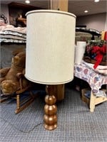 Wooden Cherry Handcrafted Lamp, Mid Century Look