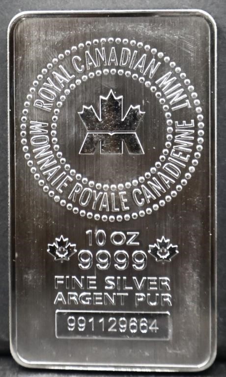 10 ounce Royal Canadian Mint silver bar