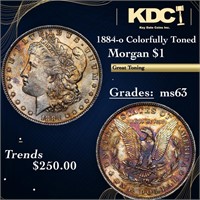 1884-o Morgan Dollar Colorfully Toned 1 Grades Sel
