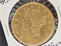 1880 S Double Eagle $20 Gold Coin