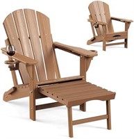 Wood Texture Folding Adirondack Chair with Ottoman