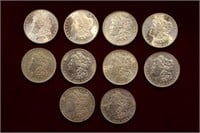10pc Morgan Silver Dollar Lot; 1879 - 1888