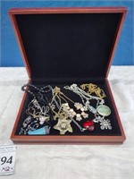 Wooden Jewlery Box With Necklaces