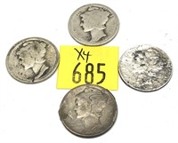 x4- Dimes, 90% silver -x4 dimes -Sold by the