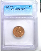 1957-D Cent ICG MS67 RD LISTS $375