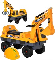 Qaba 2 in 1 Ride On Excavator with Helmet and Claw