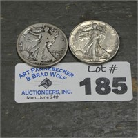 (2) Silver Walking Liberty Half Dollars