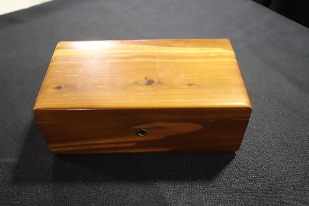 Cedar jewelry box with key