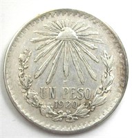 1920 Peso Brilliant UNC Mexico