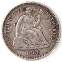 1860 SEATED LIBERTY HALF DIME - GREAT CONDITION