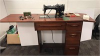 15-Antique Singer sewing machine w/ lots of