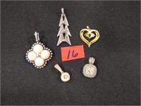 LOT Sterling silver pendants Heart Oynx & others
