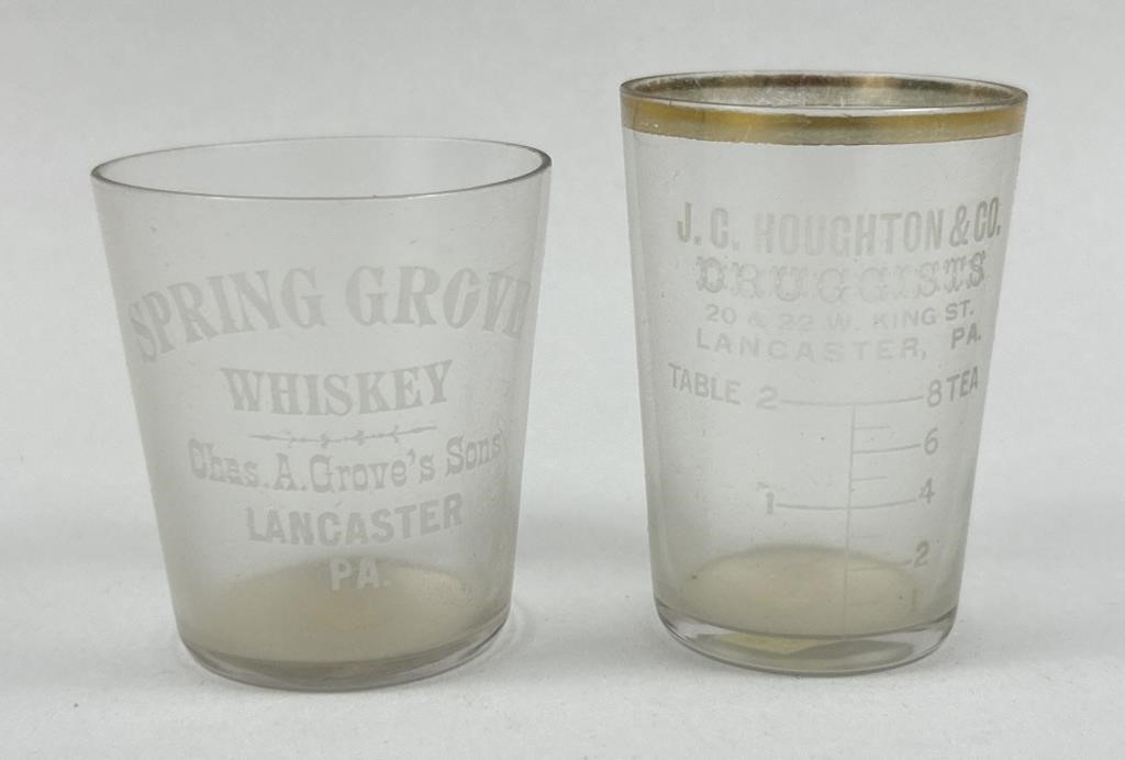 Lancaster & Pine Grove ADV Shot Glasses.