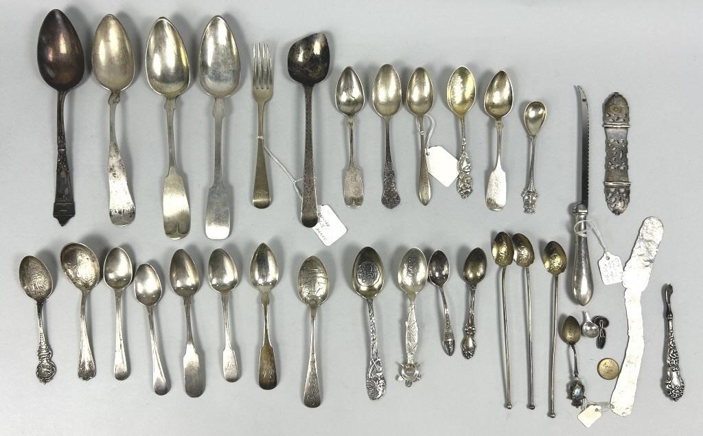 Souvenir Spoons & Utensils (Some Sterling).