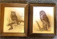 (2) Owl Prints, E. Rambow 12" x 10"