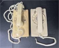 (AE) Beige Wall Mounted Rotary Phones. One Phone