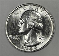 1948-S Washington Silver Quarter Heavy Die Polish