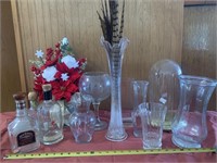 Clear Glass Vase and Bottle Lot