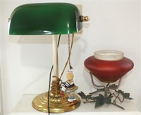 BANKER'S DESK LAMP AND CANDLE HOLDER