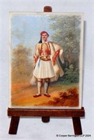 AntiqueTile Greek Male in Traditional Costume