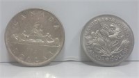 1950 Cdn Silver $ And An 1870-1970 Dollar Coin