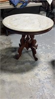 Oval Walnut Victorian Marble Top Table