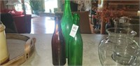 3 glass bottles