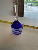 Cobalt Blue Nativity Glass 1979 Vintage Bell