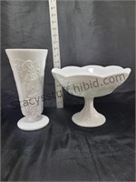 Vintage Indiana Glass Vase & Bowl