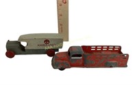 Tootsietoy metal fire truck & wood ambulance toys